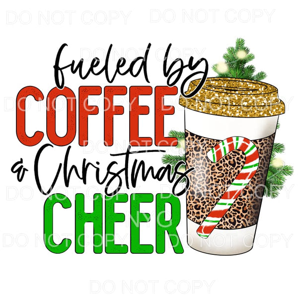 Fueled By Coffee Christmas Cheer Leopard Gold Glitter Candy 