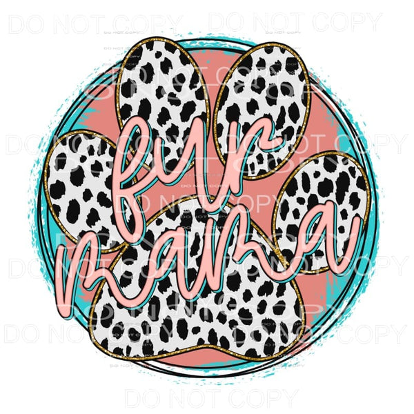 Fur Mama Paw Print Cow Print Pink Blue Gold Glitter Circle 