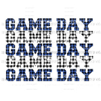 Game Day Blue and black plaid Sublimation transfers Heat Transfer