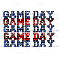 Game Day Blue and RED plaid Sublimation transfers Heat Transfer