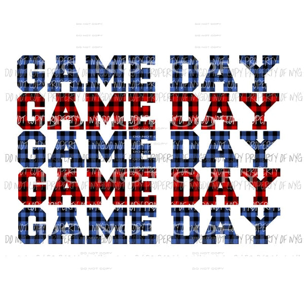 Game Day Blue and RED plaid Sublimation transfers Heat Transfer