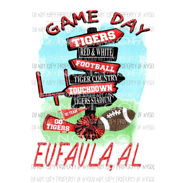 GAME DAY CUSTOM SCHOOL DESIGNS EUFAULA TIGERS You must order 10 FOOTBALL TEAM Sublimation transfers Heat Transfer