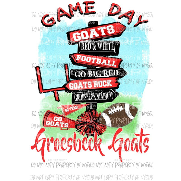 GAME DAY CUSTOM SCHOOL DESIGNS GOATS You must order 10 FOOTBALL TEAM Sublimation transfers Heat Transfer