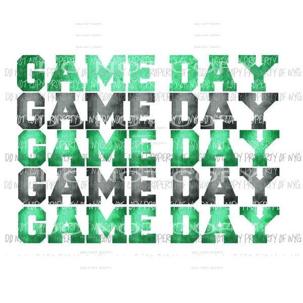 Game Day Green and black Sublimation transfers Heat Transfer