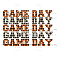 Game Day ORANGE AND BLACK plaid Sublimation transfers Heat Transfer