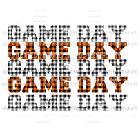 Game Day Orange and black plaid Sublimation transfers Heat Transfer