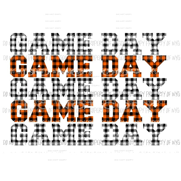 Game Day Orange and black plaid Sublimation transfers Heat Transfer