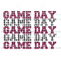 Game Day PINK AND BLACK plaid Sublimation transfers Heat Transfer