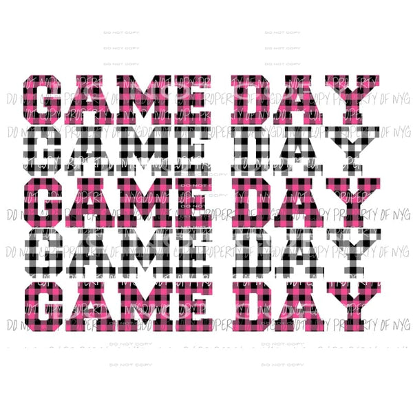 Game Day PINK AND BLACK plaid Sublimation transfers Heat Transfer