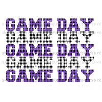 Game Day Purple and black plaid Sublimation transfers Heat Transfer