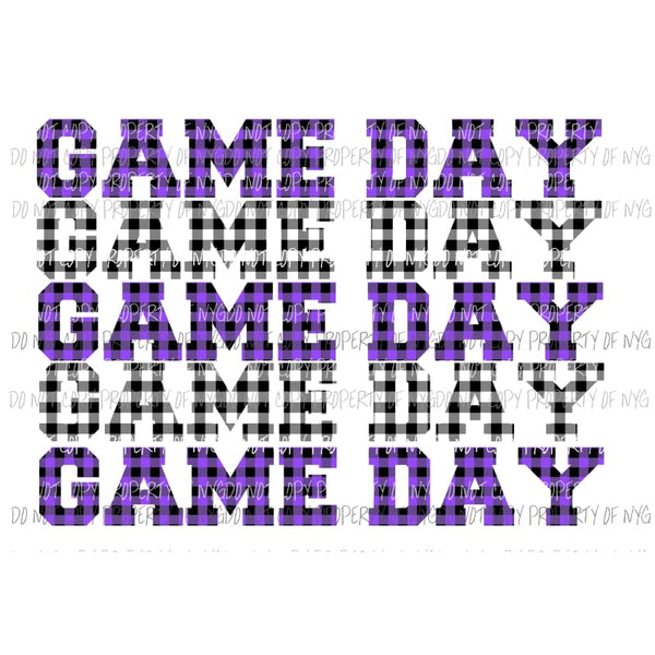 Game Day Purple and black plaid Sublimation transfers Heat Transfer