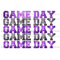 Game Day purple and black Sublimation transfers Heat Transfer