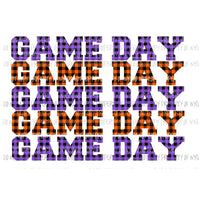 Game Day Purple and orange plaid Sublimation transfers Heat Transfer