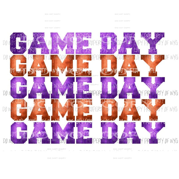 Game Day purple and orange Sublimation transfers Heat Transfer