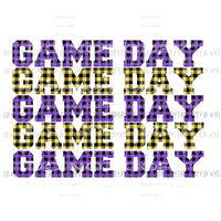 Game Day Purple and yellow plaid Sublimation transfers Heat Transfer