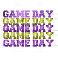 Game Day purple and yellow Sublimation transfers Heat Transfer