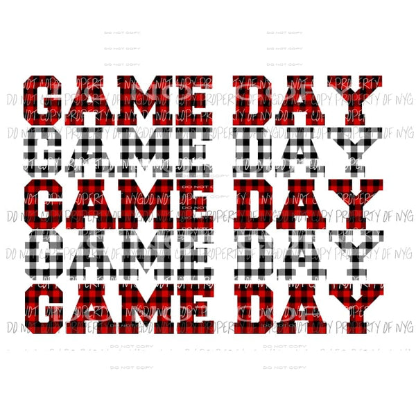 Game Day RED and black plaid Sublimation transfers Heat Transfer