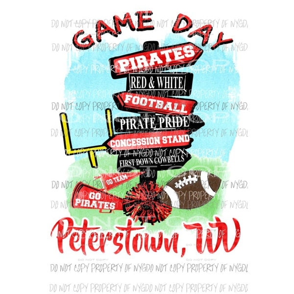 Game Day Sign custom Pirates Red white black West Virginia Sublimation transfers Heat Transfer