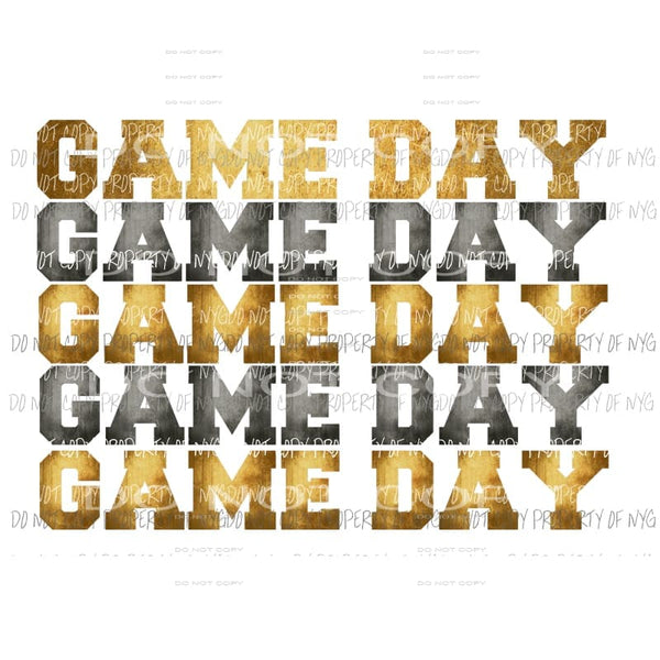 Game Day yellow and black Sublimation transfers Heat Transfer