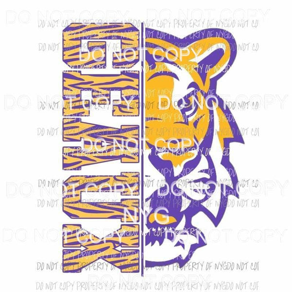 Geaux Tiger Face LSU purple gold football Sublimation transfers Heat Transfer