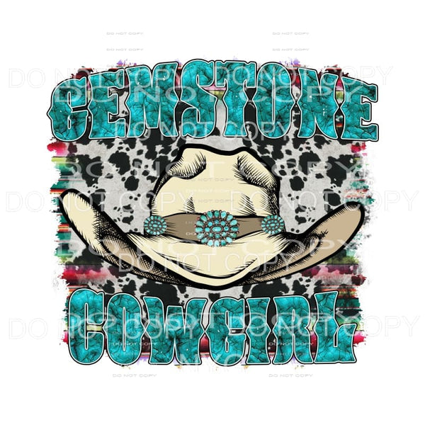 Gemstone Cowgirl Hat Turquoise Cowhide Serape Sublimation 