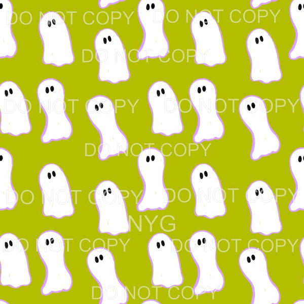 Ghost Lime Green Background Halloween Sheet #185 Sublimation