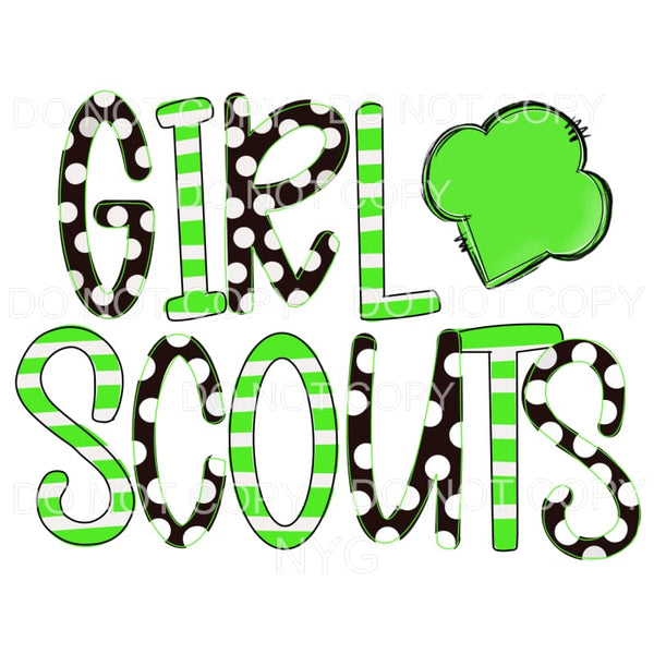 Girl Scouts Green Stripes Black Polka Dot Letters #1067 