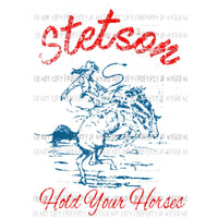 GIRL Stetson hold your horses RED Sublimation transfers Heat Transfer