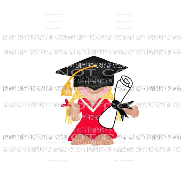 Gnome Girl Graduation Sublimation transfers Heat Transfer