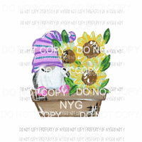 Gnome Sunflower Garden Pot Sublimation transfers Heat Transfer