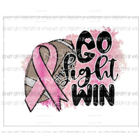 Go Fight Win football pink awareness ribbon Sublimation transfers Heat Transfer