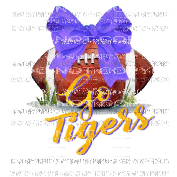 Go tigers Football with bow Sublimation transfers Heat Transfer