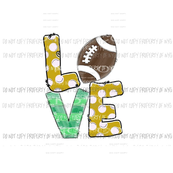 Gold Love Football Sublimation transfers Heat Transfer