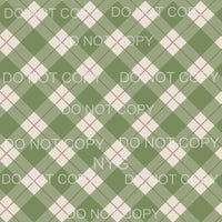 Green and Cream Plaid Sheet #815 Sublimation transfers - 