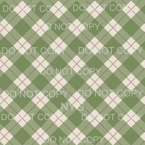 Green and Cream Plaid Sheet #815 Sublimation transfers - 