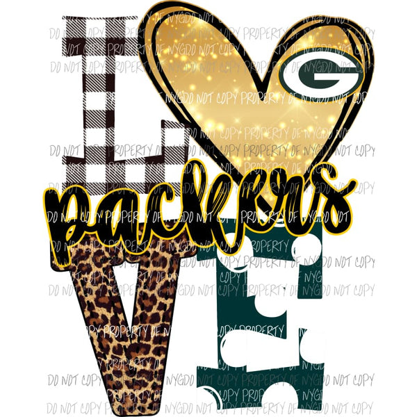 Green bay packers love polka dot green Sublimation transfers Heat Transfer