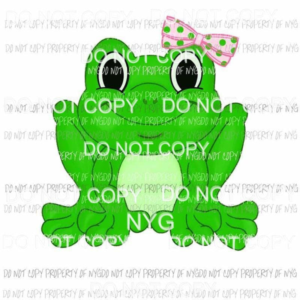 Green Frog pink polka dot bow Sublimation transfers Heat Transfer