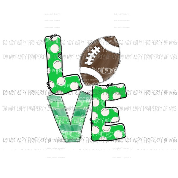 Green Love Football Sublimation transfers Heat Transfer