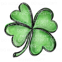 Green Shamrock Black Outline Sublimation transfers - Heat 