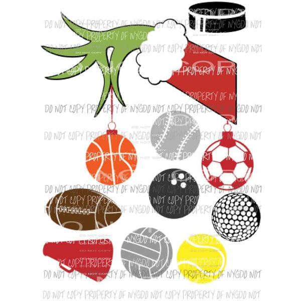 Grinch Sports - You get all the sports and one Grinch hand Sublimation transfers Heat Transfer