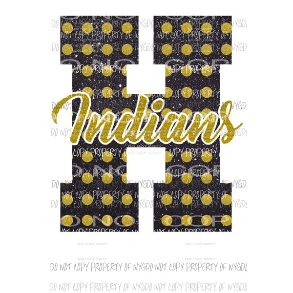 H Indians School letter custom Sublimation transfers Heat Transfer