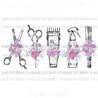 Hairdresser purple flowers Sublimation transfers Heat Transfer