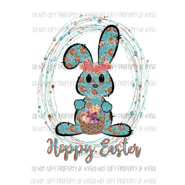 Happy Easter bunny #1 blue Sublimation transfers Heat Transfer