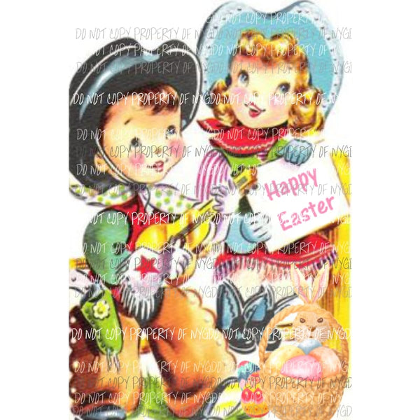 Happy Easter cowboy cowgirl 2 Sublimation transfers Heat Transfer