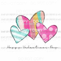 Happy Valentines Day pastel heart trio Sublimation transfers Heat Transfer