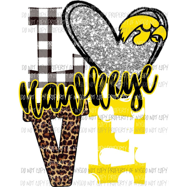 Hawkeye Bird yellow black and silver heart love polka dot Sublimation transfers Heat Transfer