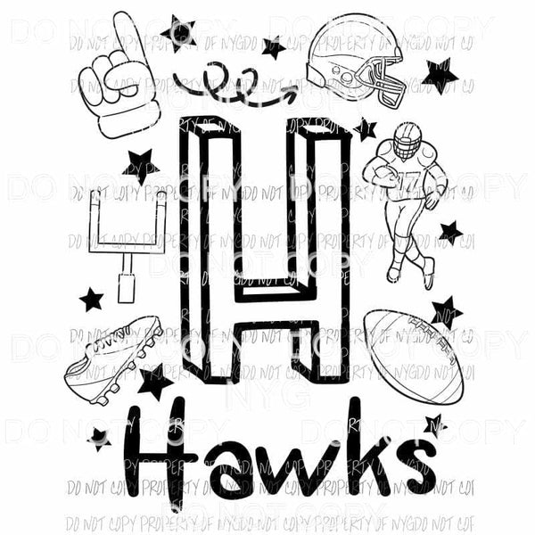 Hawks football spirit doodle Sublimation transfers Heat Transfer