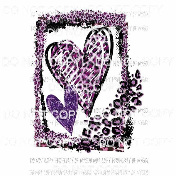 Heart Frame Purple leopard Sublimation transfers Heat Transfer