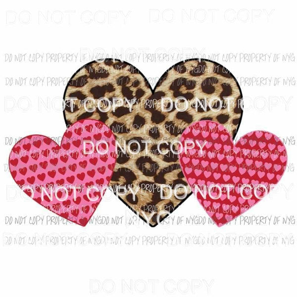 Heart Trio #6 leopard pink Sublimation transfers Heat Transfer