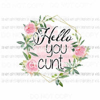 Hello You Cunt Sublimation transfers Heat Transfer